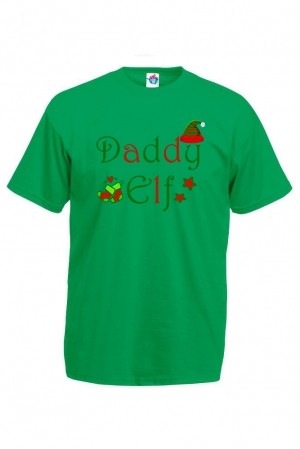 Мъжка тениска за Коледа Елф Тати