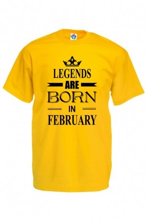 Мъжка тениска за Рожден ден Legends are Born February...