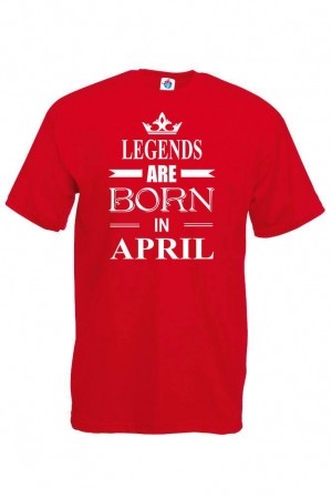 Мъжка тениска за Рожден ден Legends are Born April...