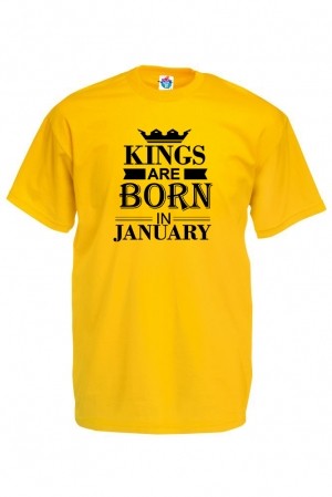 Мъжка Тениска За Рожден Ден Kings Are Born  За Януари ...