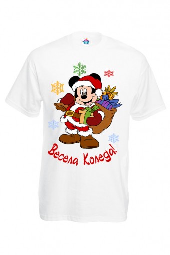 Мъжка тениска за Коледа Мики Маус