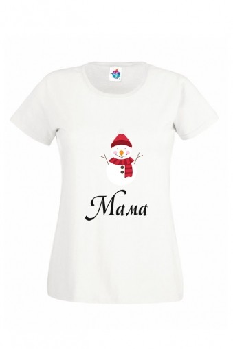 Дамска тениска за Коледа Мама Снежко