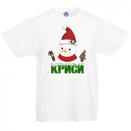 Детска тениска  за Коледа Снежен човек