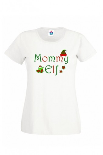 Дамска тениска за Коледа Елф Мама