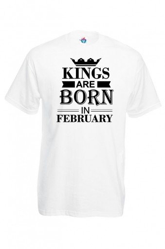 Мъжка тениска за Рожден ден Kings are born February ...