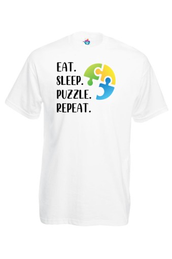 Мъжка тениска: Eat. Sleep. Puzzle. Repeat.