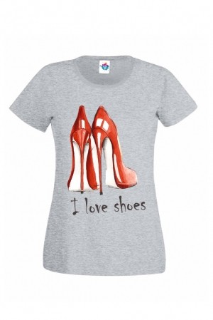 Дамска тениска с Червени обувки с токчета