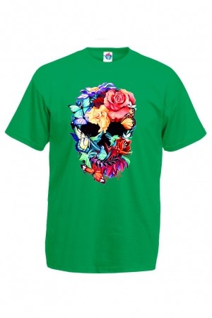 Мъжка тениска Череп с цветя