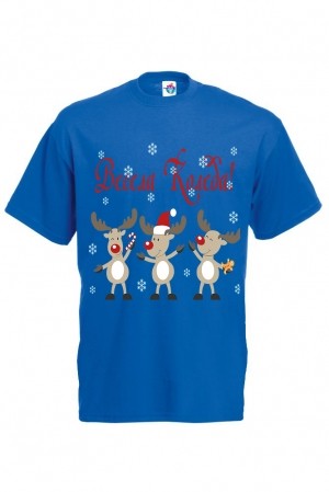 Мъжка тениска за Коледа Весела Коледа с елени