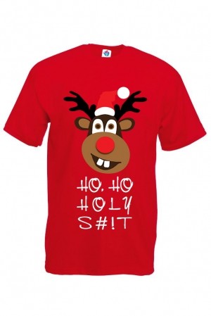 Мъжка тениска за Коледа със забавен елен