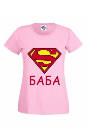 Дамска тениска с надпис СУПЕР БАБА