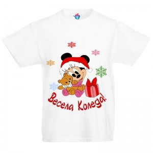 Детска тениска за Коледа с Мини Маус за момиче