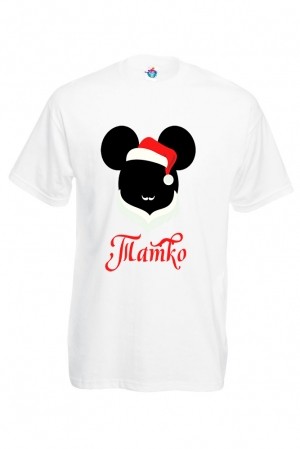 Мъжка тениска за Коледа Тати с Мики Маус Лице