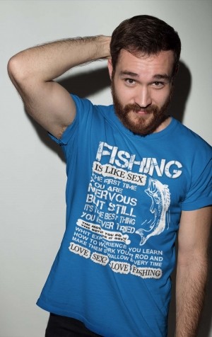 Мъжка тениска за риболов Риболова е като секс
