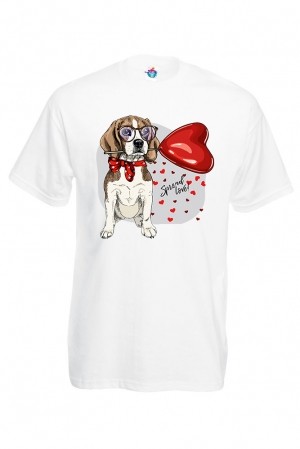 Тениска Куче с очила и сърце