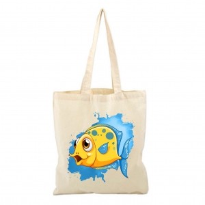 Памучна чанта с жълта рибка