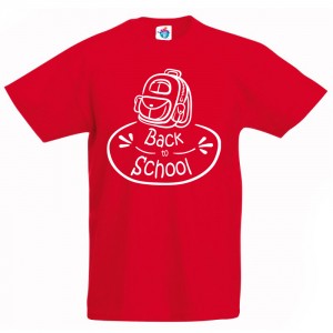 Детска тениска На училище с раница