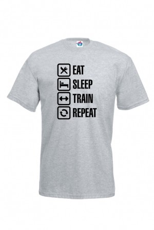 Мъжка тениска Еat-Sleep-Train-Repeasleep