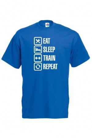 Мъжка тениска Еat-Sleep-Train-Repeasleep