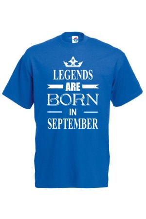 Мъжка тениска за Рожден ден Legends are Born September...
