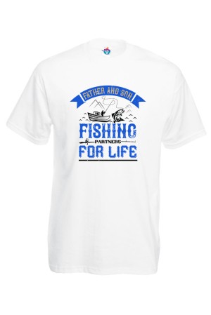 Мъжка Тениска За Риболов Father And Son Fishing Partners  For Life