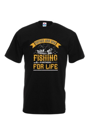 Мъжка Тениска За Риболов Father And Son Fishing Partners  For Life