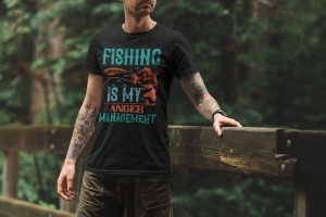 Мъжка Тениска За Риболов Fishing Is My Anger Management