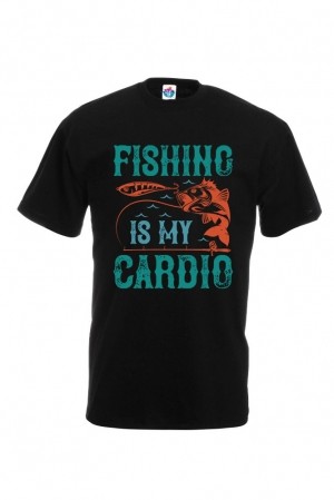 Мъжка Тениска За Риболов Fishing Is My Cardio-01