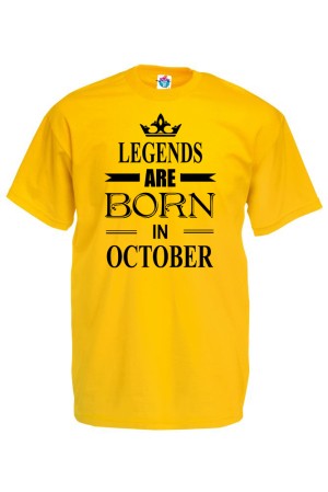 Мъжка Тениска За Рожден Ден Legends Are Born  За Октомври