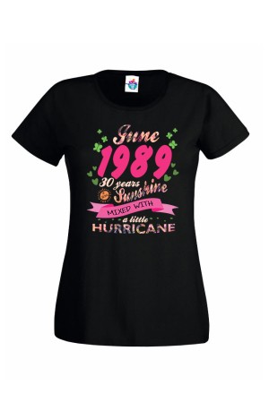 Дамска тениска за рожден ден Sunshine with Little Hurricane June...
