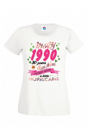 Дамска тениска за рожден ден Sunshine with Little Hurricane May...
