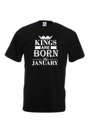 Мъжка Тениска За Рожден Ден Kings Are Born  За Януари ...