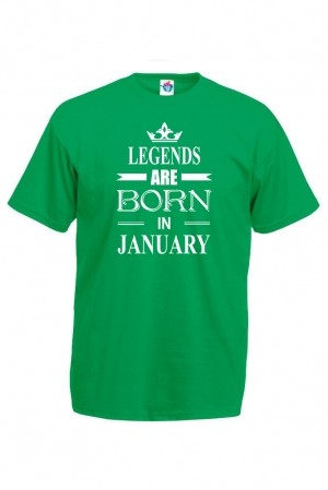 Мъжка Тениска За Рожден Ден Legends Are Born  За Януари
