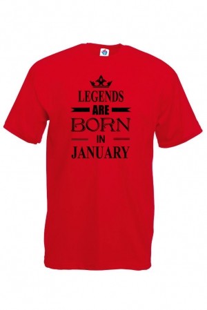 Мъжка Тениска За Рожден Ден Legends Are Born  За Януари