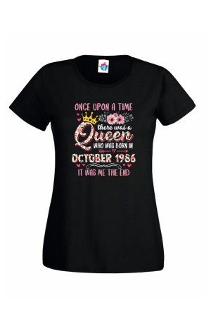 Дамска Тениска За Рожден Ден Queen Born За Октомври