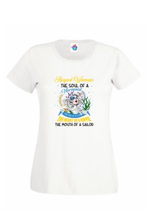 Дамска Тениска За Рожден Ден Mermaid За Август