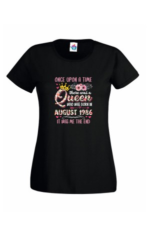 Дамска Тениска За Рожден Ден Queen Born За Август