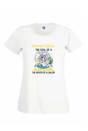 Дамска Тениска За Рожден Ден Mermaid За Септември
