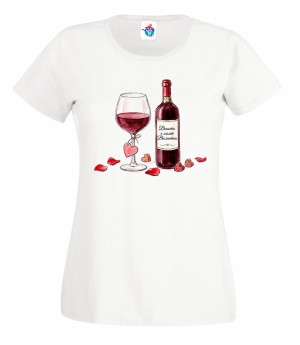 Дамска тениска Виното е моят Валентин