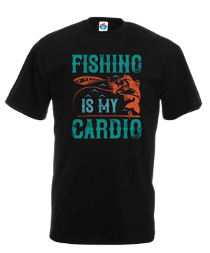 Мъжка Тениска За Риболов Fishing Is My Cardio-01