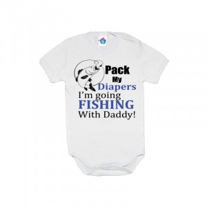 Бебешко боди за риболов: Отивам на риболов с тати!