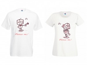 Тениски За Двойки - Обичам Те С Роботче