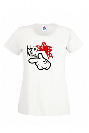 Дамска Тениска с надпис за Свети Валентин - He's Mine