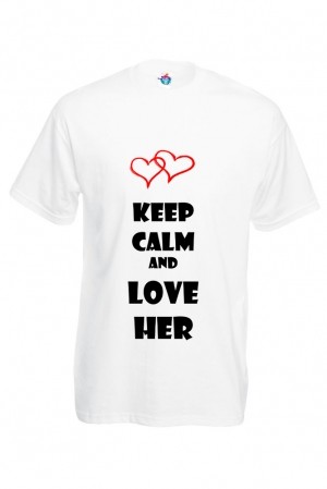 Мъжка Тениска с надпис за Свети Валентин - Love Her
